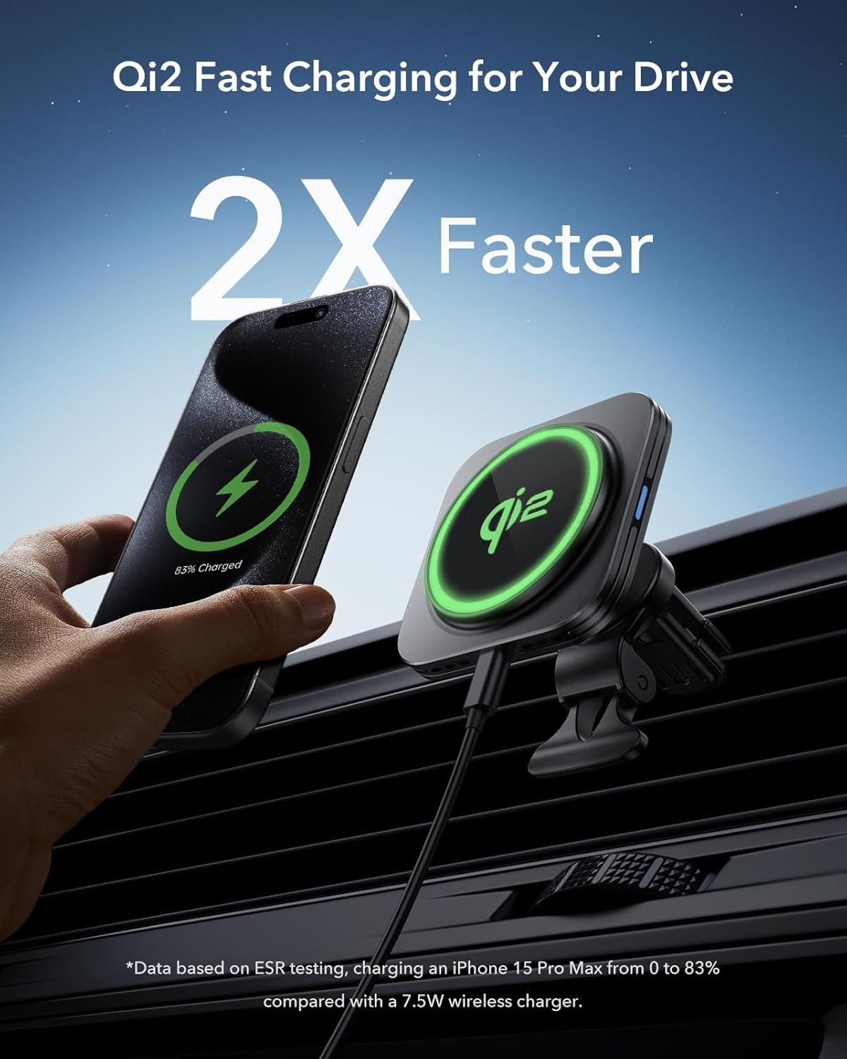 ESR for Qi2 15W MagSafe Car Mount Charger, Qi2-Certified MagSafe Car Charger, Air Vent/Dashboard Magnetic Wireless Car Charger,Car Phone Holder Mount for iPhone 16/15/14/13/12/Galaxy S25,Fast Charging