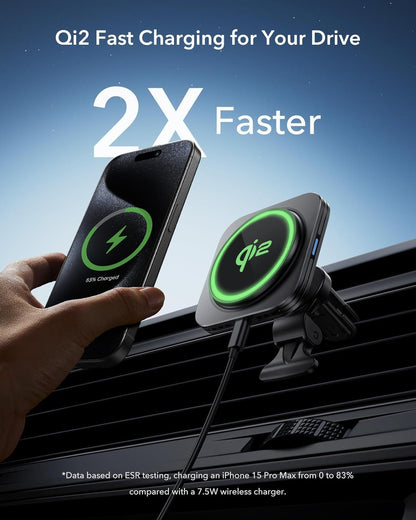 ESR for Qi2 15W MagSafe Car Mount Charger, Qi2-Certified MagSafe Car Charger, Air Vent/Dashboard Magnetic Wireless Car Charger,Car Phone Holder Mount for iPhone 16/15/14/13/12/Galaxy S25,Fast Charging