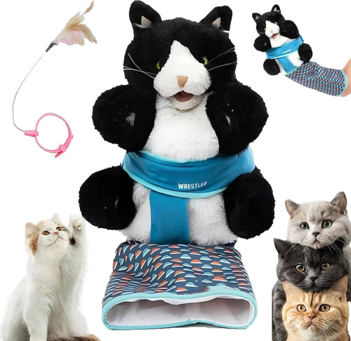 Cats Puppet Wrestler, Cat Wrestling Toy Puppet, Safe Interactive Cat Wrestling Hand Puppet with Tough Padding, Cat Sumo Wrestling Toy Puppet for Boredom-Busting Training and Exercise (1Pcs)