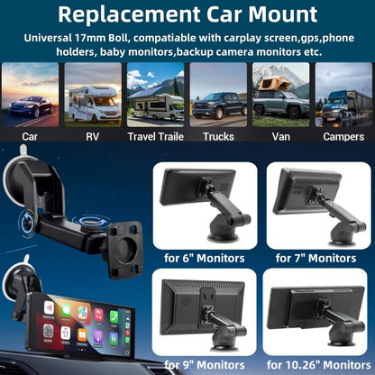Epronic Carplay Screen Mount, Bendable Flexible Dashboard Suction Cup Bracket for 7Inch 9Inch 9.3 Inch 10.26 Inch Portable Car Play Windshield GPS Mount Phone Holder