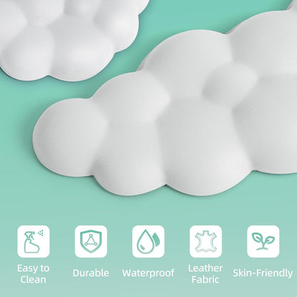 Mystarry Cloud Keyboard Wrist Rest and Mouse Wrist Rest, Memory Foam Wrist Rest for Computer Keyboard, Ergonomic Cloud Palm Rest with Mousepad & Cupholder (White with Mouse-pad)