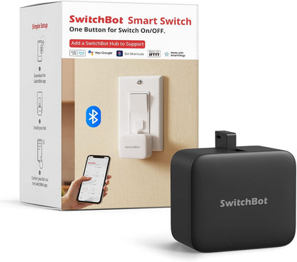 SwitchBot Smart Switch Button Pusher - No Wiring, Wireless App or Timer Control, Add SwitchBot Hub Mini to Make it Compatible with Alexa, Google Home, HomePod, IFTTT (Black)