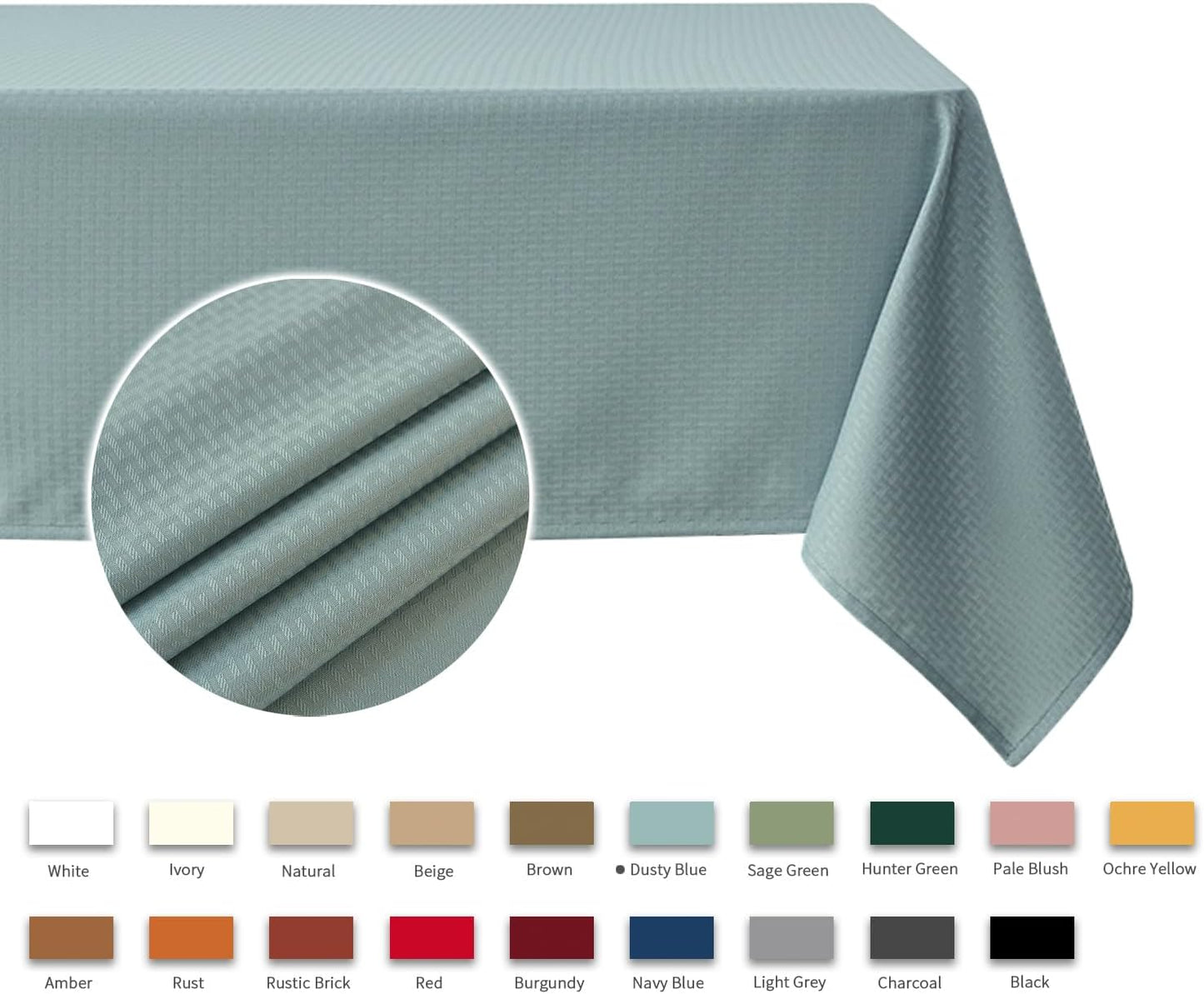maxmill Rectangle Tablecloth Weaved Pattern Waterproof Spillproof Wrinkle Free Table Cloth, Kitchen Dining Tabletop Decoration, Fabric Table Cover for Holiday Parties, 52 x 108 Inch, Dusty Blue