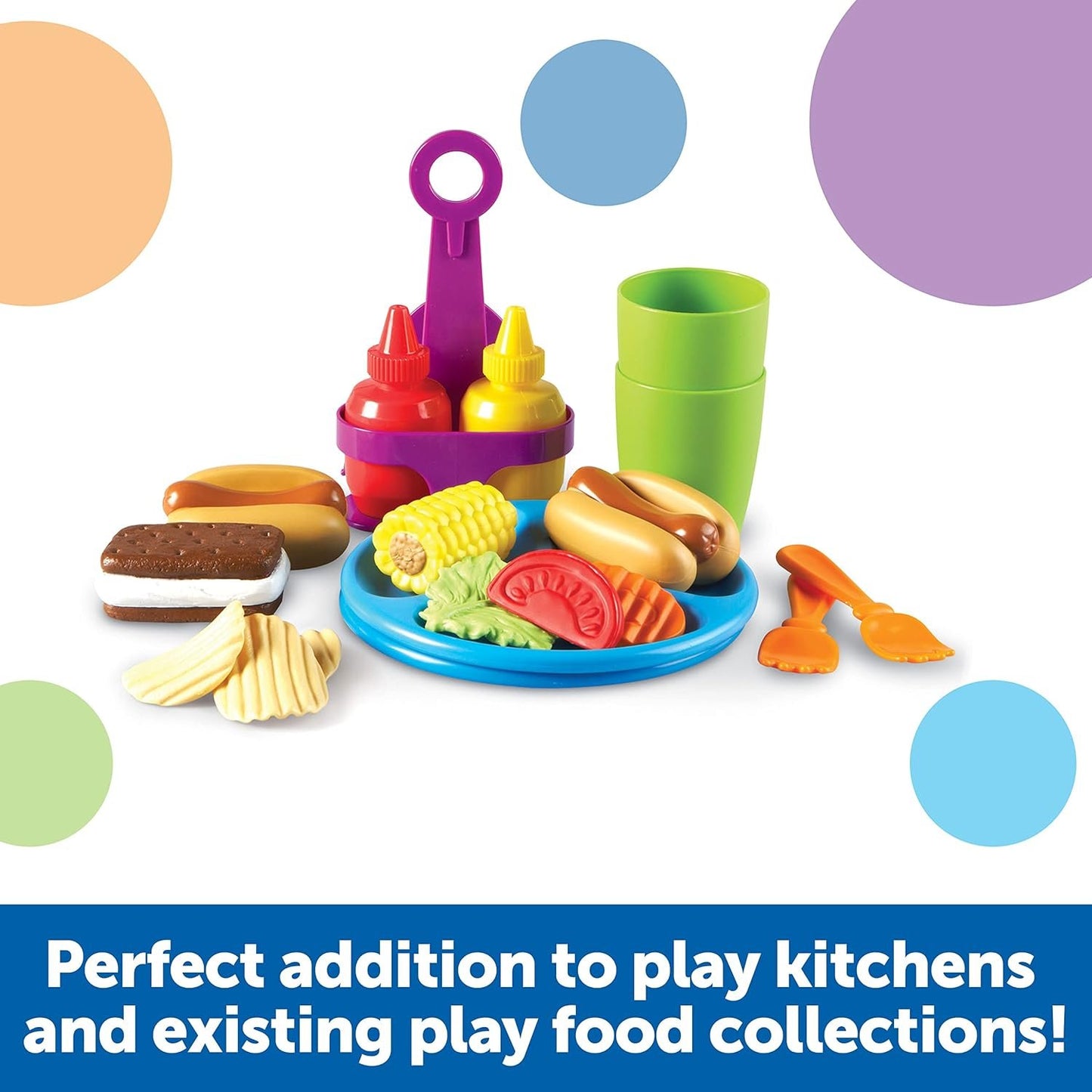 Learning Resources New Sprouts Cookout! Barbecue Set, Pretend Play Food, Toddler Outdoor Toys, 19 Pieces, Ages 18 mos+