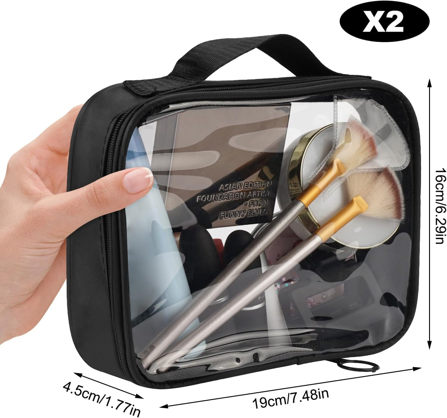 2 Pieces Travel Cosmetic Bag, Small Transparent Make-up Bag, Waterproof PVC Toiletry Bag, Cosmetic Bag Travel Accessories, Makeup Bag Cosmetic Bag for Women, Girls, transparent