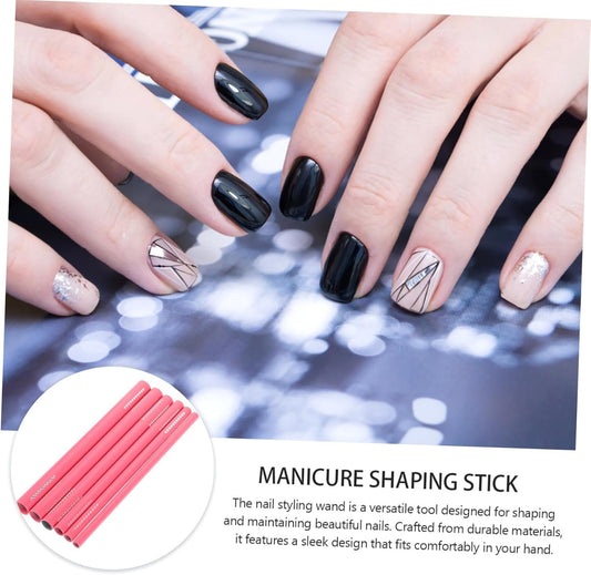 6pcs Nail Art Styling Stick Nail Clippers Belt Quilting Crochet Flipper Glassware Pie Undernail Cleaning Tools Mani Stick Metal Pink OHPHCALL