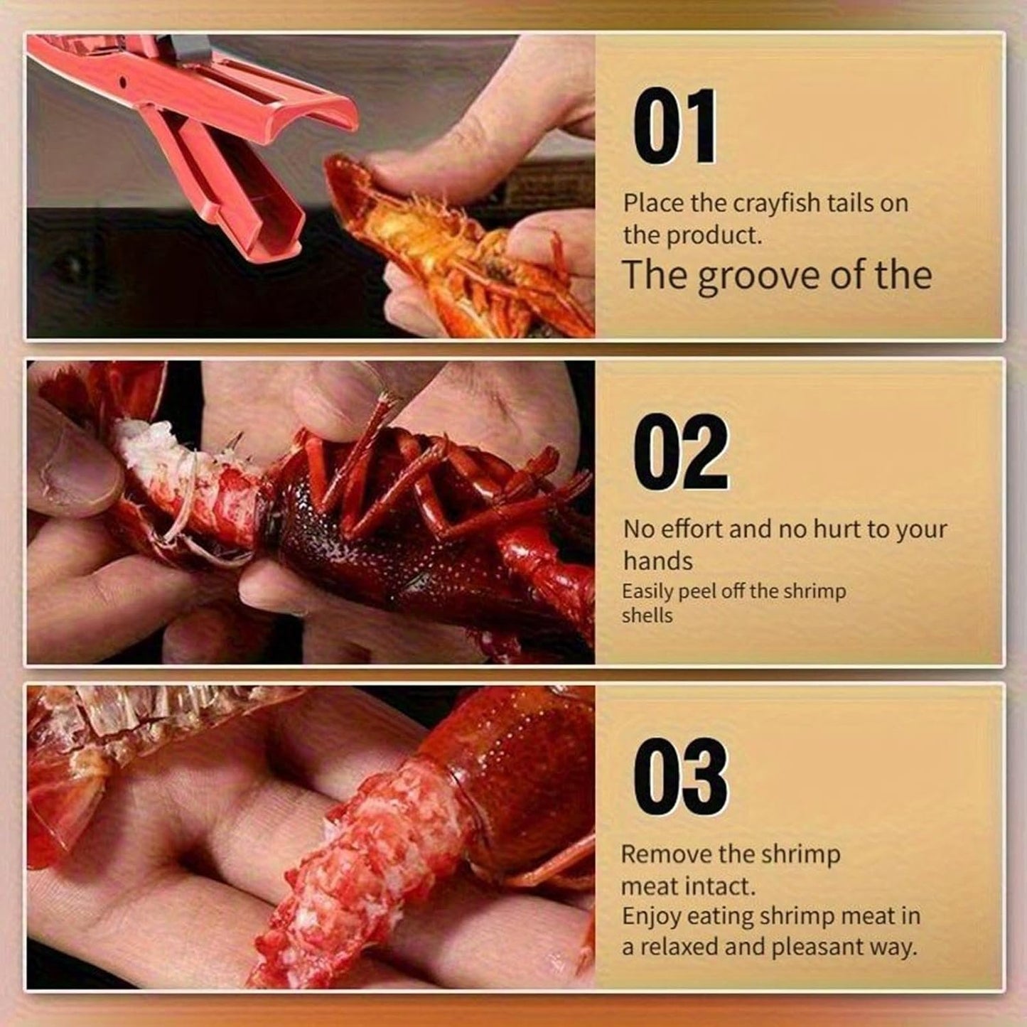 Crawfish Peeler, Shrimp Shucker Tool, Seafood Shelling Device with Ergonomic Handle, Fast Shell Remover Commercial Cooking, Food Prep, Home Kitchen Perfect for Restaurant, 15cm Red