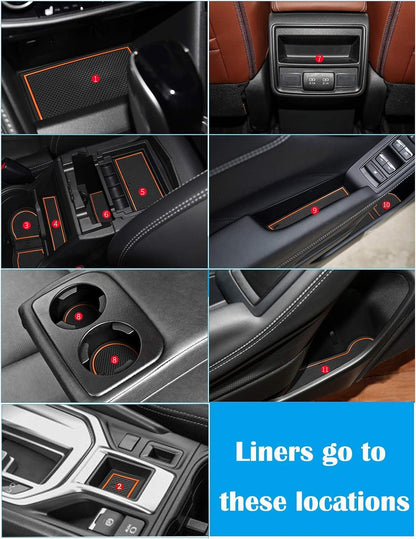 Auovo Anti Dust Mats for Subaru Forester Accessories 2019 2020 2021 2022 2023 2024 Interior Custom Cup Holder Insert Liner Coaster Center Console Door Pads(17pcs) (Orange)