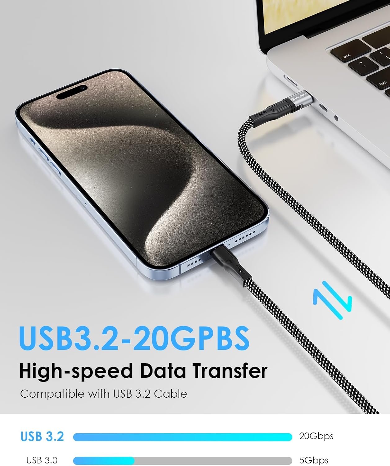 2Pack Magnetic USB C Male to USB C Female Adapter, 240W Type C Adapter Extender, 40Gbps Data Transfer 4K Video Output for Steam Deck, ROG Ally, Switch, Notebook, PC, Tablet, iPhone 15 USB4 Straight