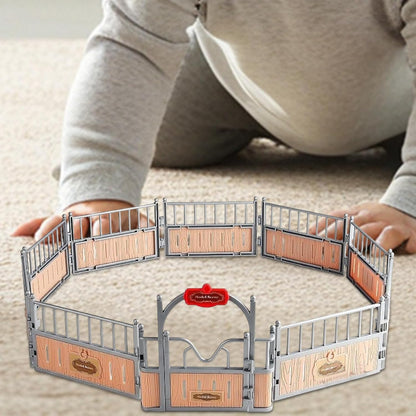 Horse Figurine, Animal Fence, Stabile Model Set, 12,2 x 18,11 x 5,71 pollici Realistic Play Collection, Durable Farm Toys, 12 pezzi regalo per compleanno e bambini