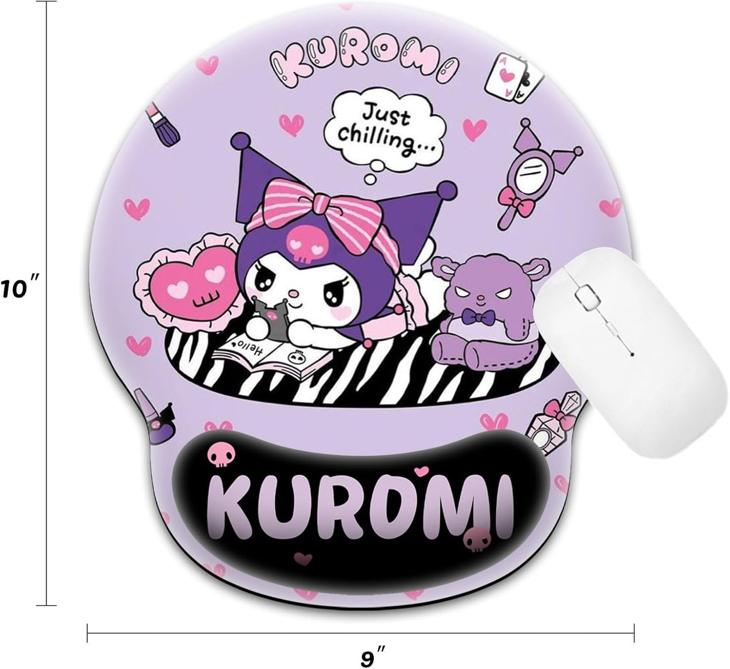 Kawaii Mouse Pad with Wrist Support, Cute Ergonomic Mouse Pads with Non-Slip Base for Home Office Decor for Women Essentials Desk Decor Accessories (Purple01)
