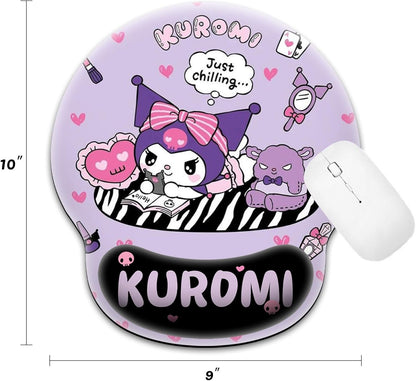 Kawaii Mouse Pad with Wrist Support, Cute Ergonomic Mouse Pads with Non-Slip Base for Home Office Decor for Women Essentials Desk Decor Accessories (Purple01)