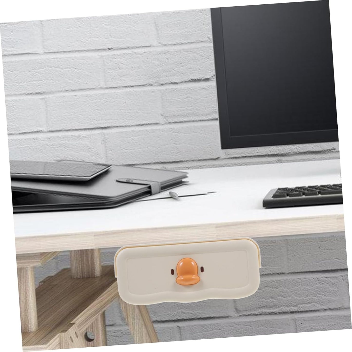 DOITOOL Under Desk Pull Out Drawer Organizer Multi Functional Storage Box for Office Supplies Fun Cartoon Design for Efficient Workspace Organization for Personal Items and Stationery