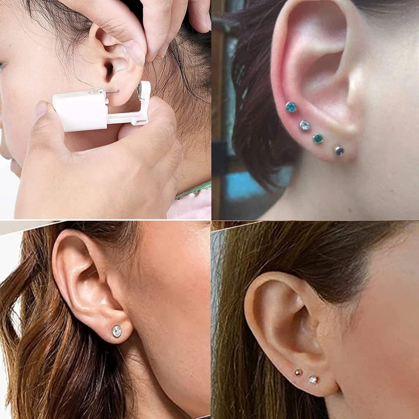 Ear Piercing Kit - 12PCS Portable Gun Set With Stud Earrings, Safety Tool for Men and Women