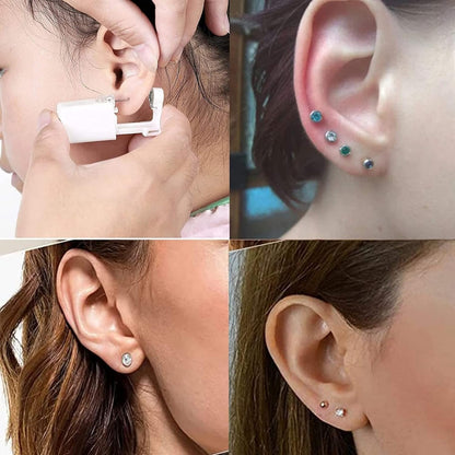 Ear Piercing Kit - 12PCS Portable Gun Set With Stud Earrings, Safety Tool for Men and Women