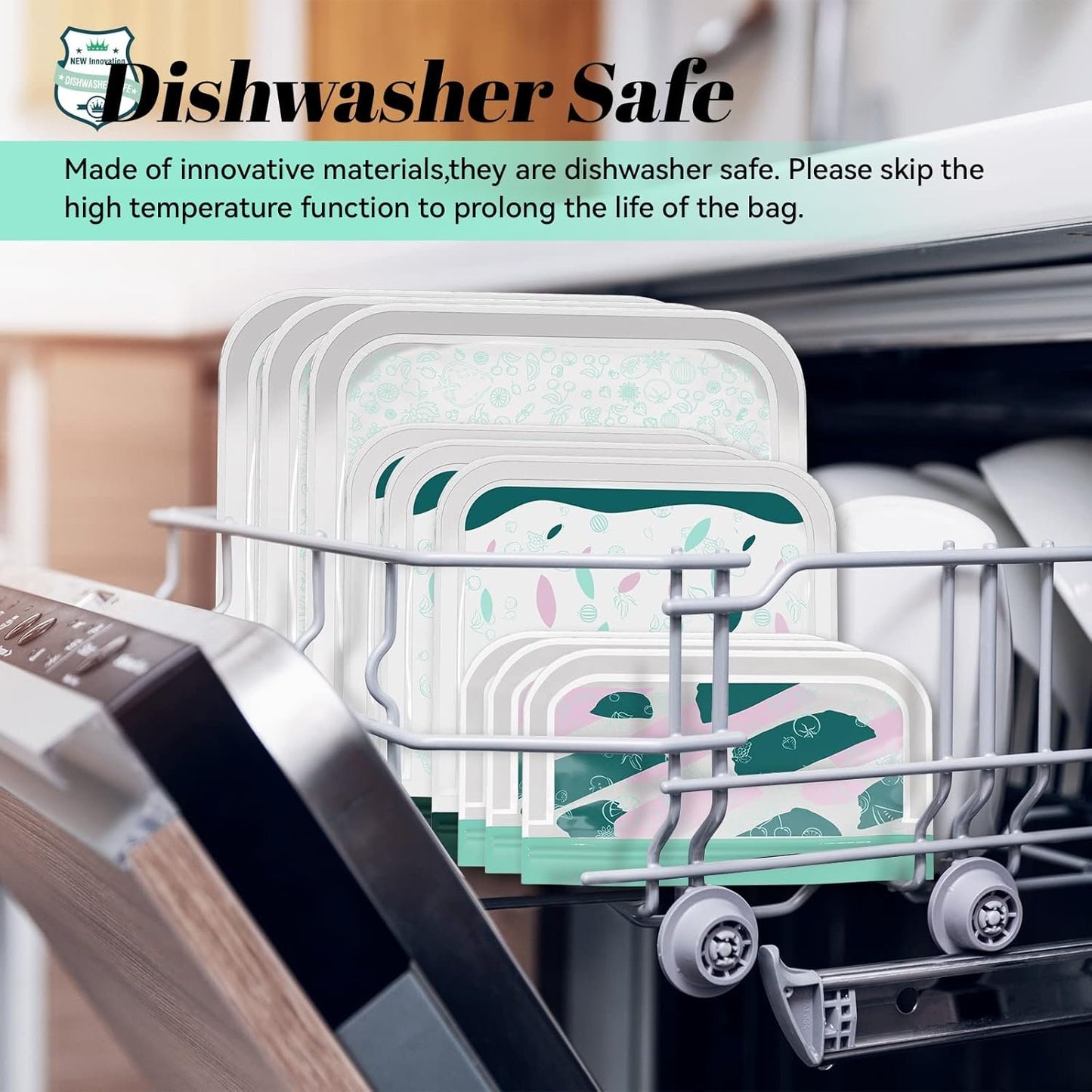 8-Pack Reusable Freezer Bags Silicone, Reusable Sandwich Bags and Reusable Snack Bags for Kids Travel/Home Organization, Reusable Food Storage Bags/BPA Free