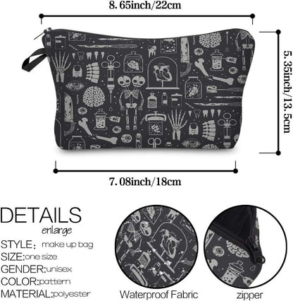 LOOMILOO Cosmetic Bag for Women, Adorable Roomy Makeup Bags Travel Water Resistant Toiletry Bag Accessories Organizer Cute Gifts (Skulls 52254)