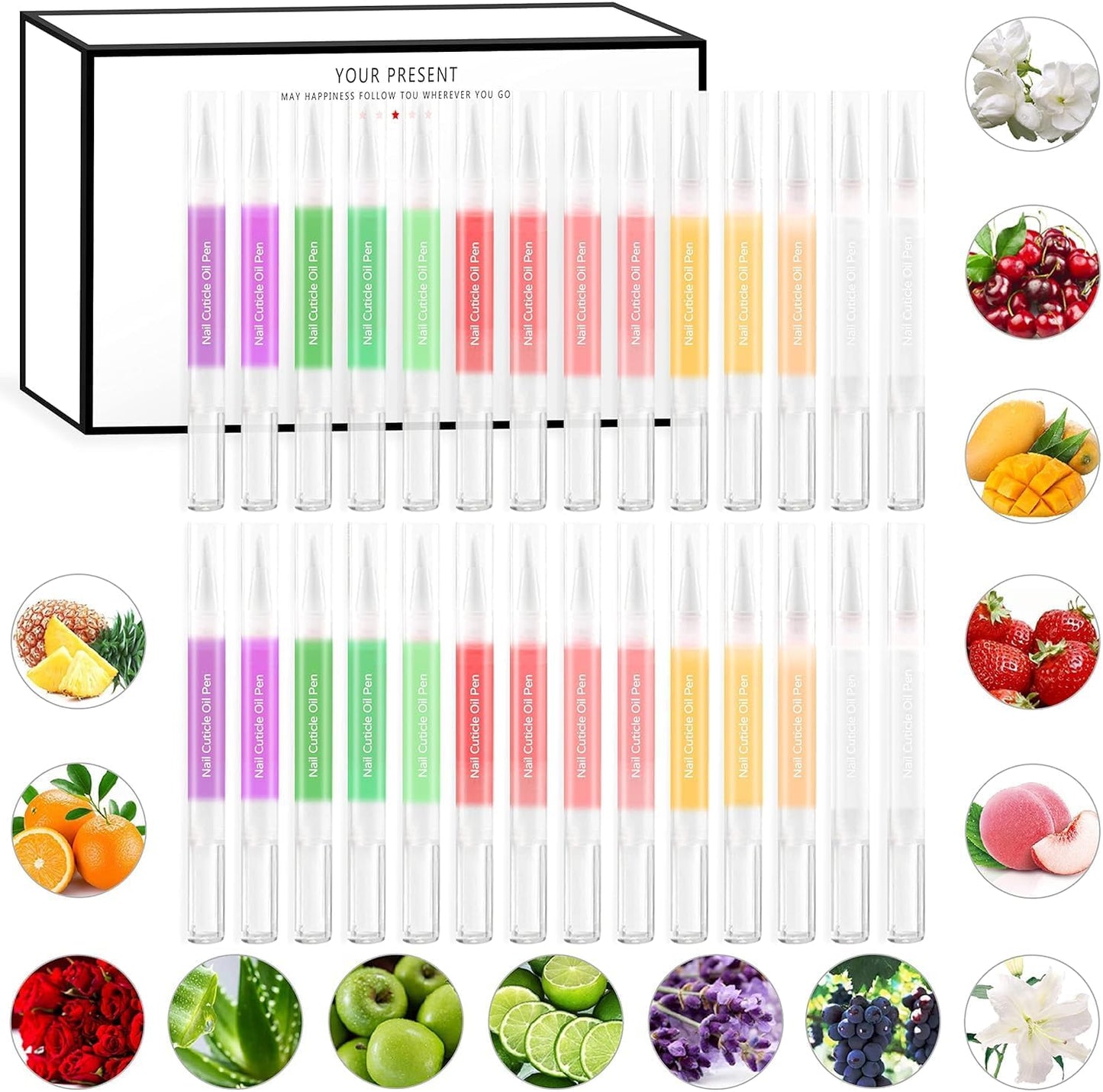 SULLMAR Nail Cuticle Oil Pen 28Pcs Nail Care Oil Pen Nail Nourishment Polish With Vitamins Moisturized Gel Repair For Gel Nails Care