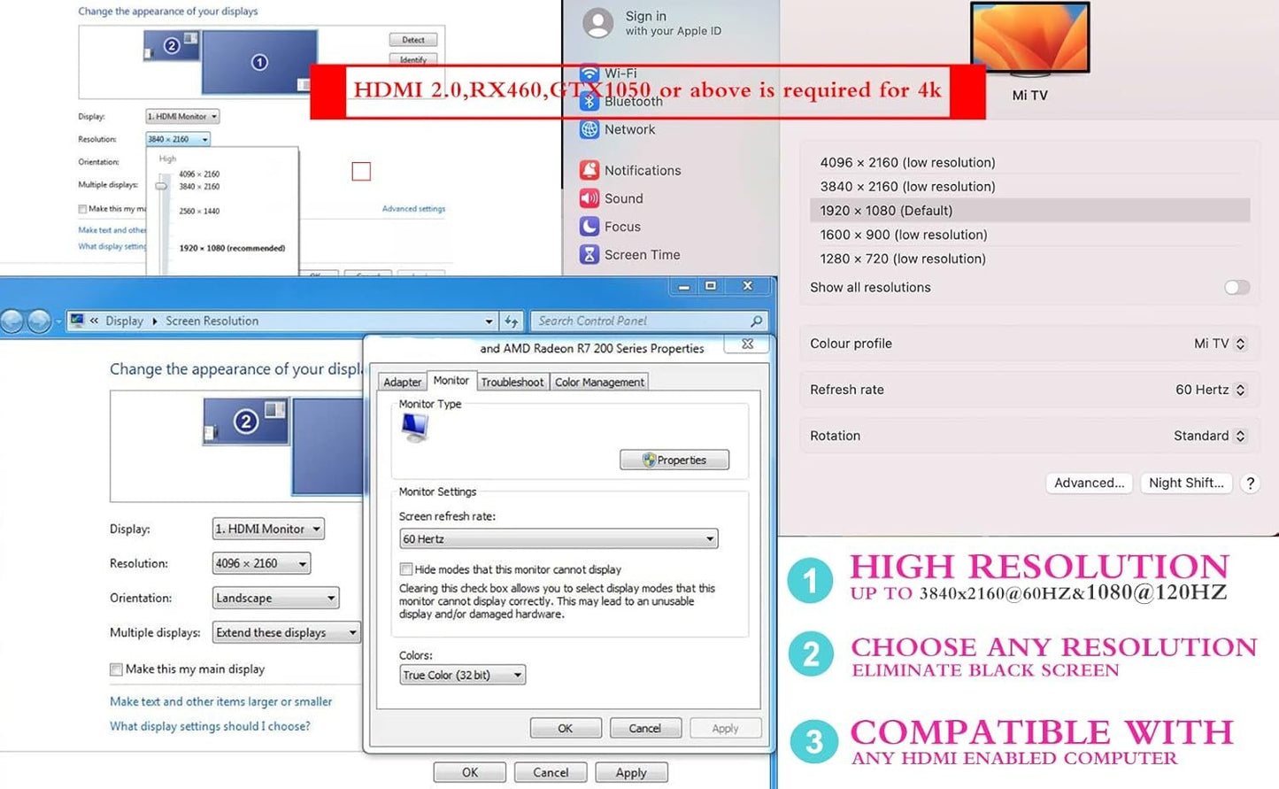 FUERAN 2K 4K 8K HDMI Dummy Plug-Virtual Monitor Display Emulator Headless Adapter 3840x2160@60Hz 1080@120hz DVI EDID Emulator (4K-1080@60-3840x2160@60 HDR) (4K-3P-Normale Version)