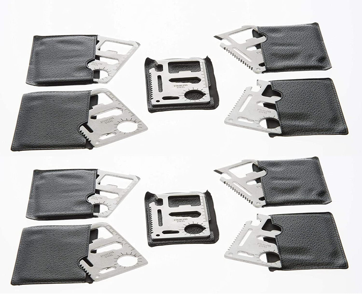 Credit Card 11-in-1 Survival Pocket Tool, Multi Function Portable Outdoor Thickened Stainless Tool, Multipurpose Bottle Opener, Can Opener, Lock pick (10 PCS)