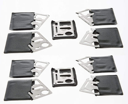 Credit Card 11-in-1 Survival Pocket Tool, Multi Function Portable Outdoor Thickened Stainless Tool, Multipurpose Bottle Opener, Can Opener, Lock pick (10 PCS)