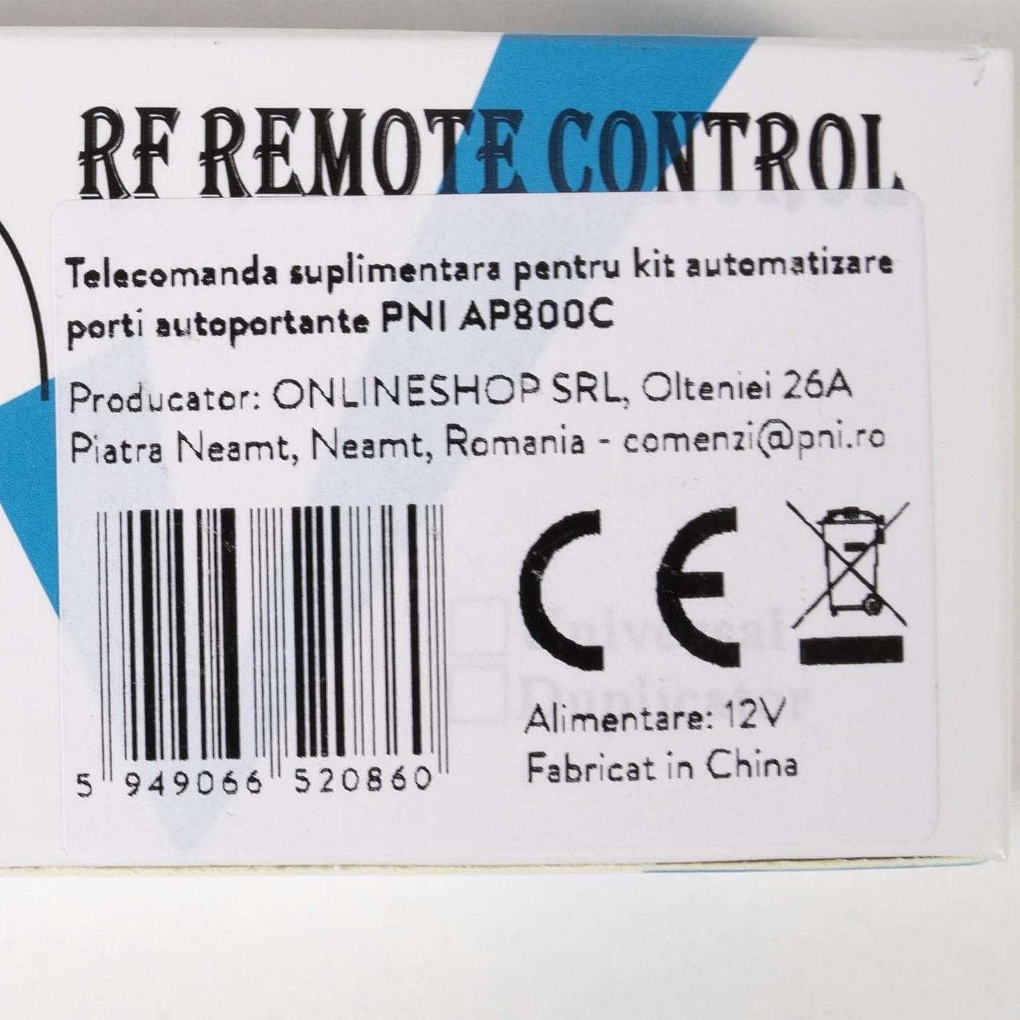 PNI Additional Remote Control AP800C self-Supporting gate Automation kit and MAB300, MAB300LR Swing, Silver