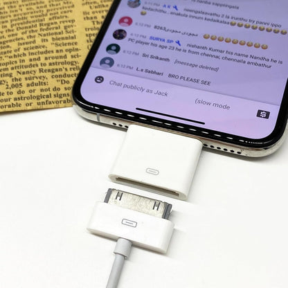 WORLDBOYU Lightning to 30 Pin Adapter Charging Sync Connector 8 Pin Male to 30 Pin Female Adapter for Select iPhone, iPad and iPod Models (White)