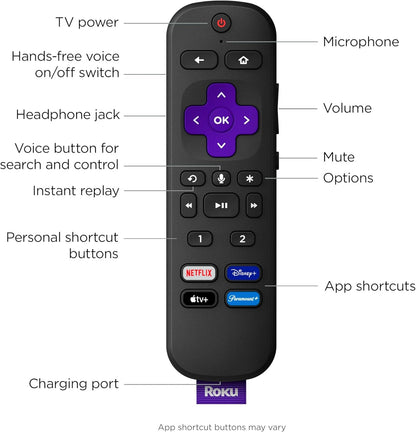 Roku Ultra | The Ultimate Streaming Device 4K/HDR/Dolby Vision/Atmos, Rechargeable Roku Voice Remote Pro, Ethernet Port, Hands-Free Controls, Lost Remote Finder, Free & Live TV