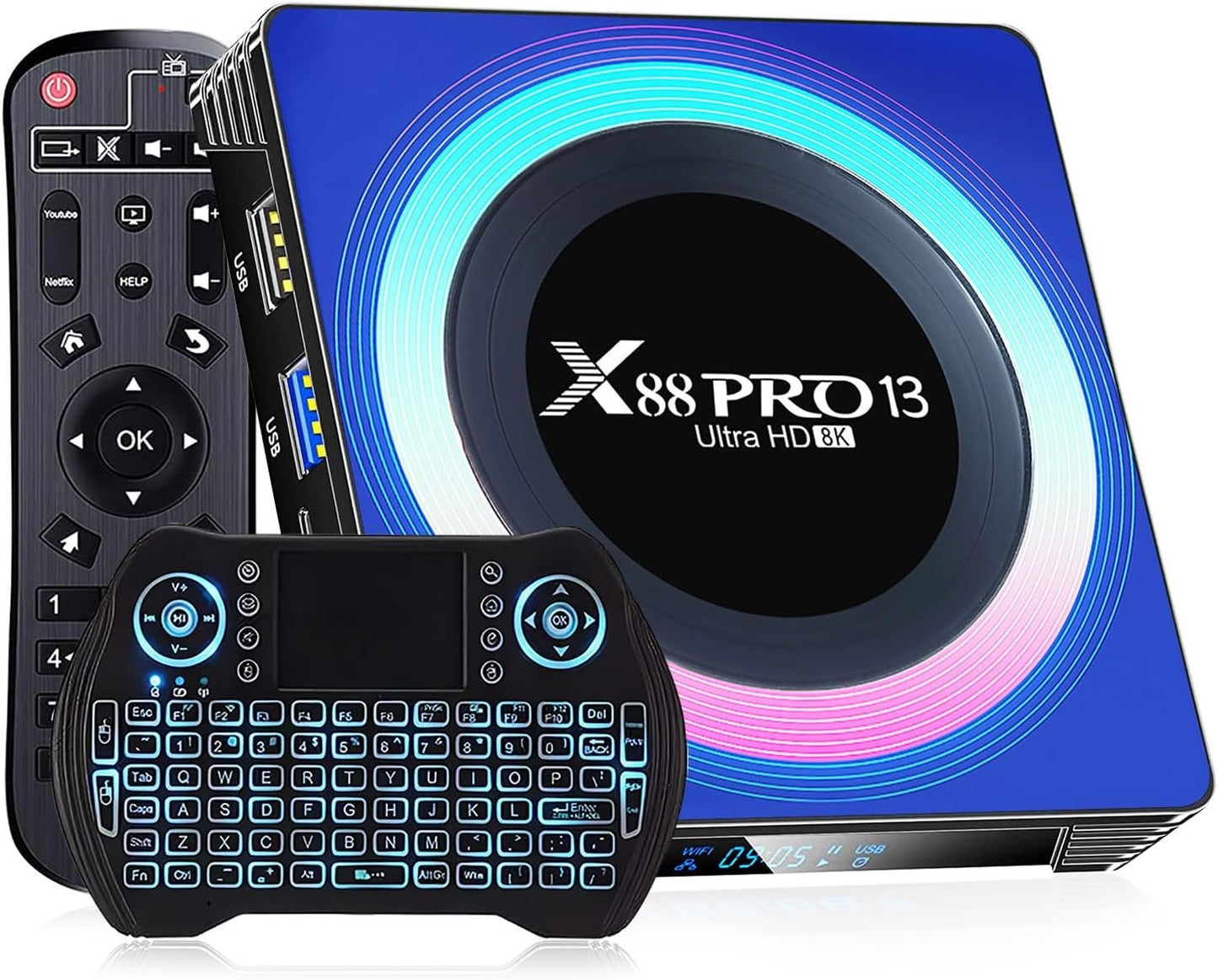 Android TV Box 2025 Android Box 13.0 4GB RAM 32GB ROM 6K TV Box, X88 PRO 13 Tv Box Android RK3528 Quad-Core Support 4K 6K 8K WiFi 6 Dual-WiFi 2.4G/5G HDR BT5.0 USB Smart tv Box with Mini Keyboard