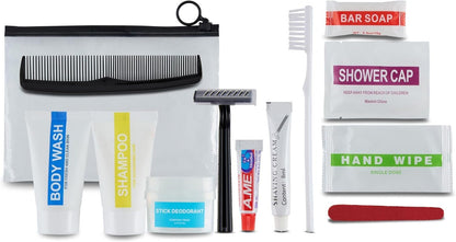 BILLIONHATS Wholesale Basic Hygiene Kits for Donations – Bulk Toiletry Supplies in Zip Pouch – Perfect for Donations Homeless Shelters, Relief Efforts & Charity Drives, Case of 25 Basic Hygiene Kits