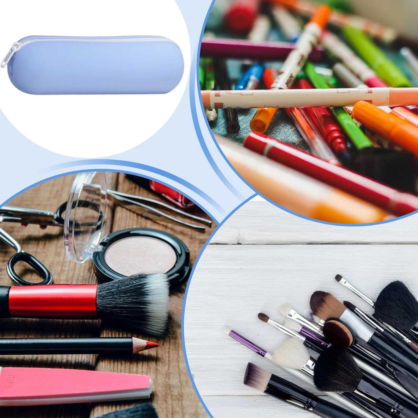 Portable Toiletry Bag for Travel, 102g Multifunctional Cosmetic Organizer Pouch with Makeup Brush Holder for Home and On-the-Go Use, 8.66x2.36x2.76 inches