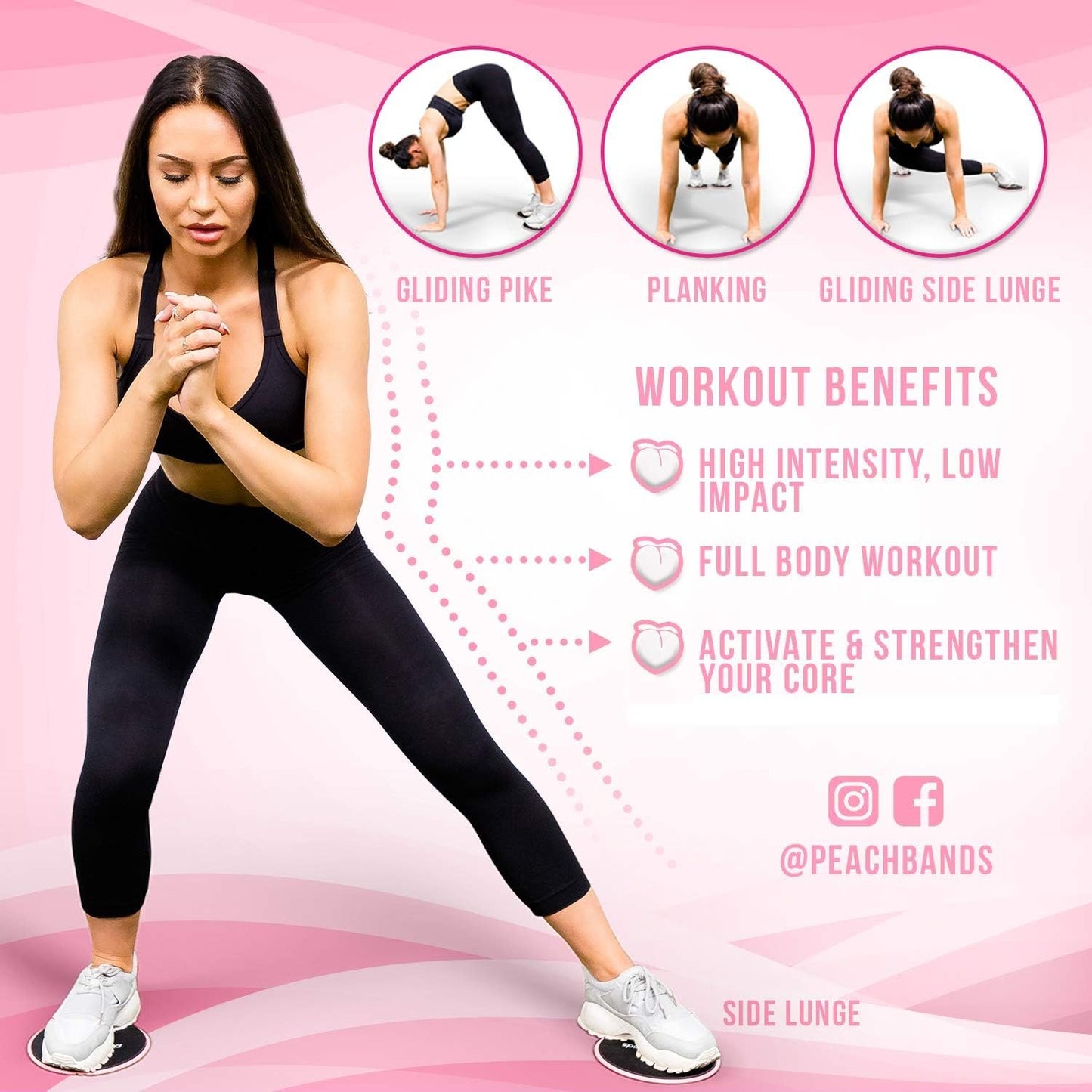 Peach Bands Core Sliders - Dual Sided Exercise Discs for Abs and Core
