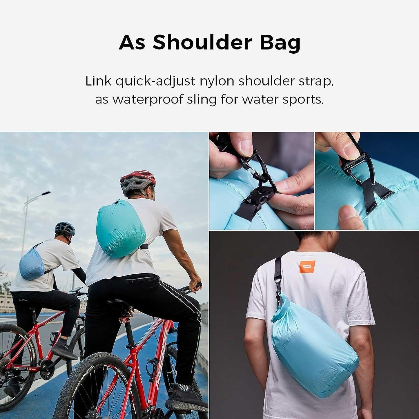 BEE NESTING Ultralight Dry Bag Large 3 Piece Set - Waterproof Siliconized Dry Sack Accessory for Lightweight Travel, Boating, Kayaking, Camping, Swimming(12L 20L & Shoulder Strap 3 Pack)