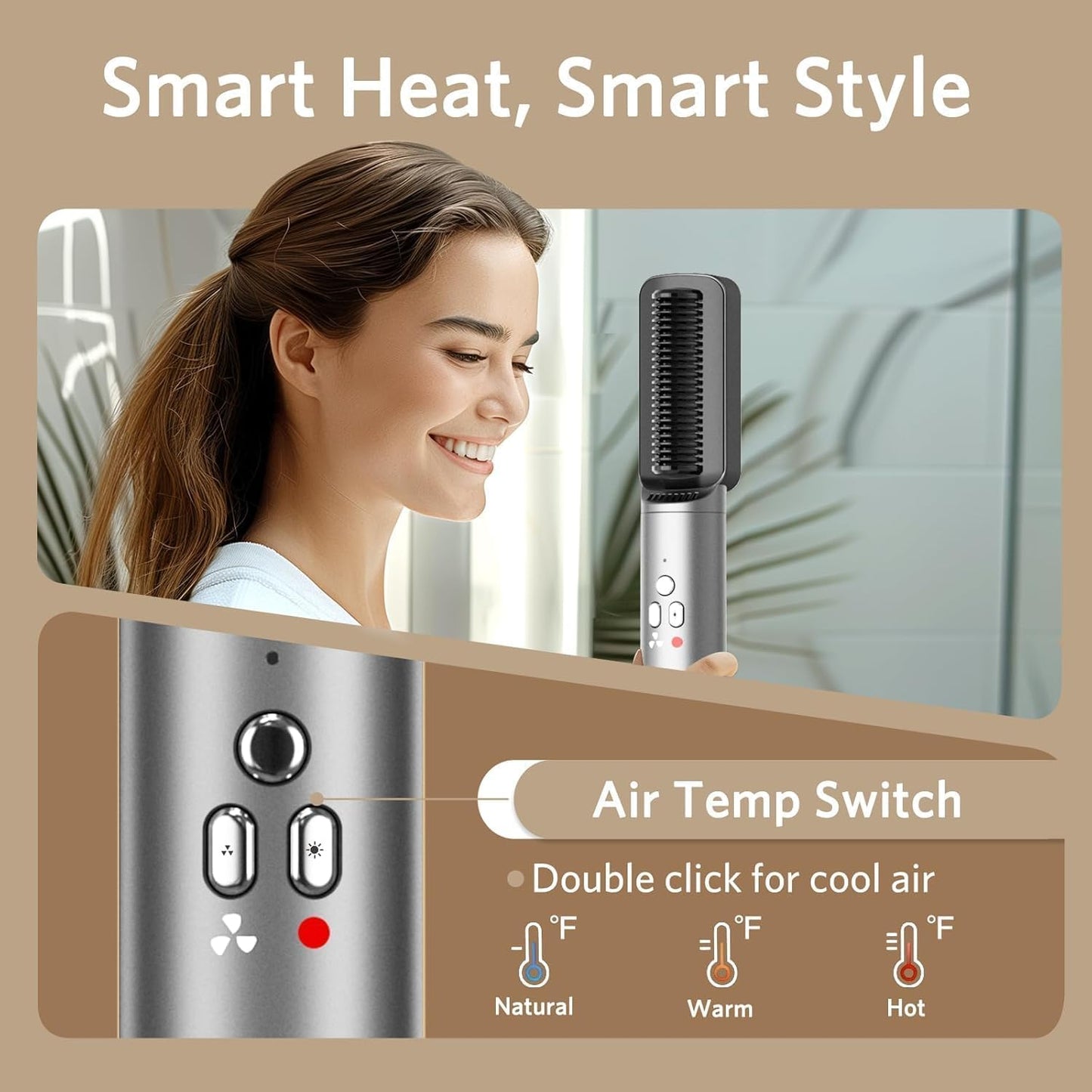 Air Styler Ionic Hair Dryer Brush 6 in 1 Blow Dryer Brush Ions, Detachable Hair Styler Tools, Auto Wrap Curler, High Speed Multi-Hot Air Styler for Drying, Straightening and Volumizing