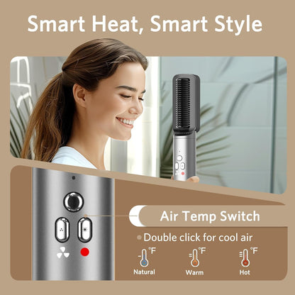 Air Styler Ionic Hair Dryer Brush 6 in 1 Blow Dryer Brush Ions, Detachable Hair Styler Tools, Auto Wrap Curler, High Speed Multi-Hot Air Styler for Drying, Straightening and Volumizing