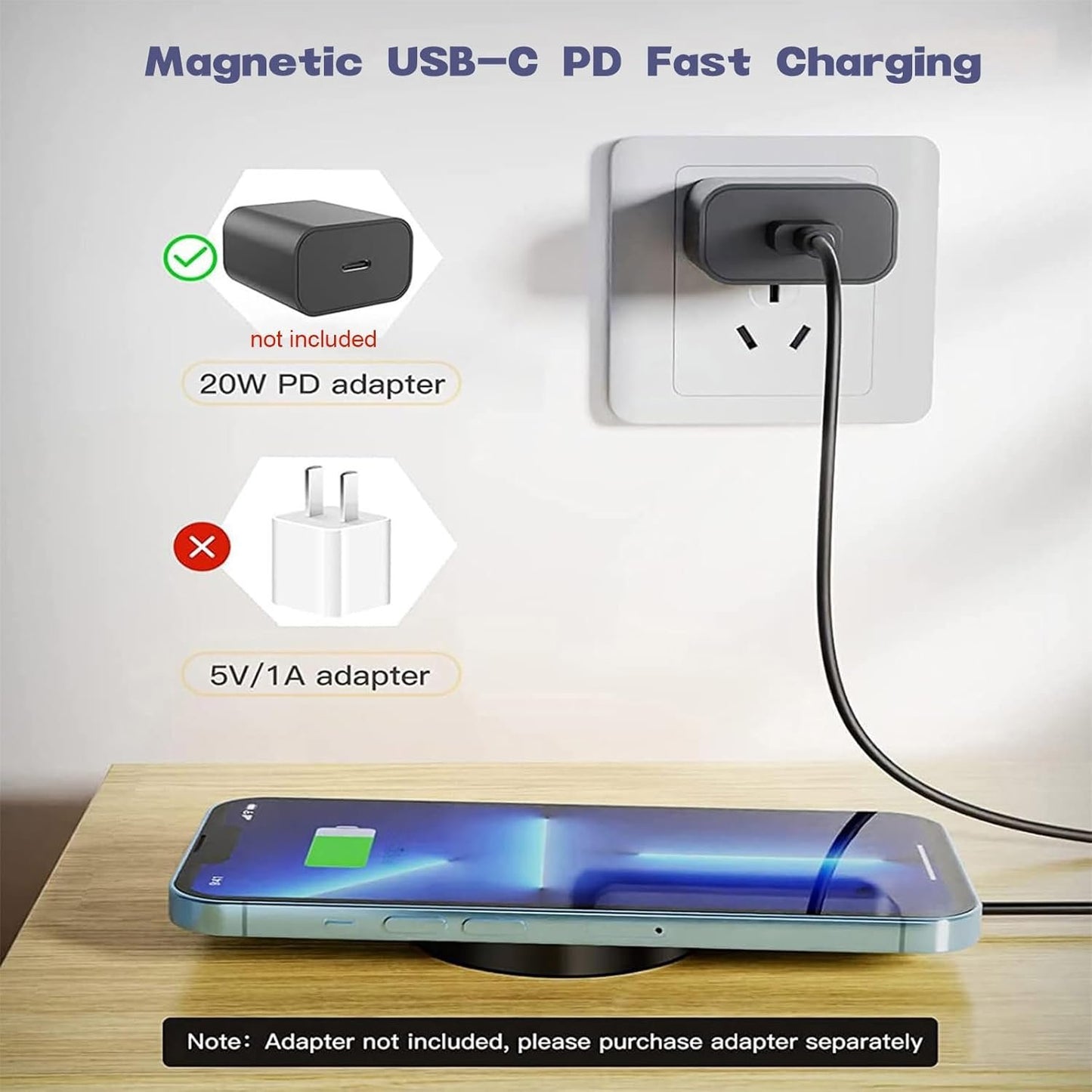 Magnetic Wireless Charger Compatible with Mag-Safe Charger, 15W Fast Charging Wireless Charger Pad for iPhone 16 15 14 Pro/Pro Max/Plus, 13 12 Pro/Pro Max/Mini
