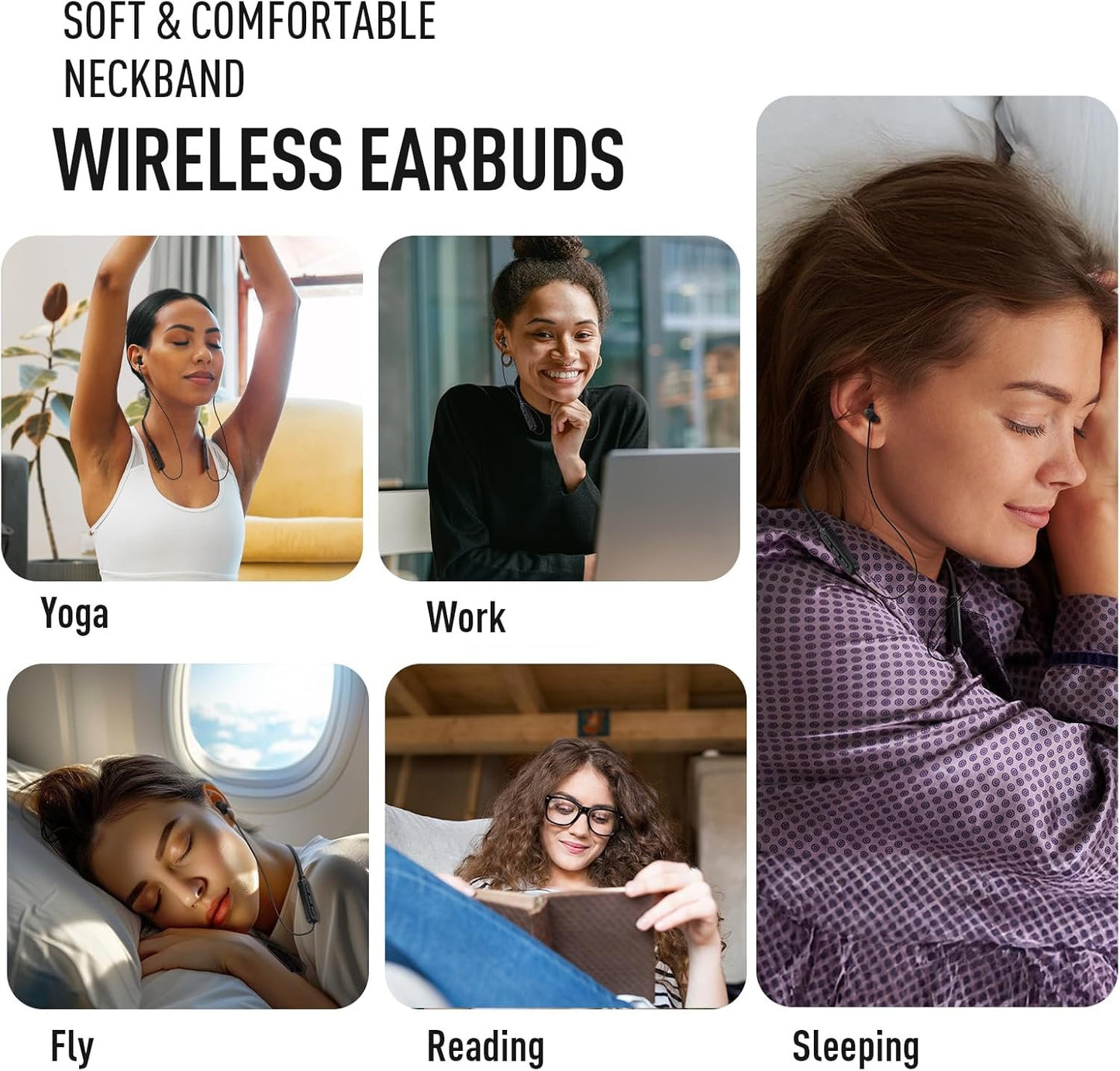 Hearprotek Wireless Earbuds Headphones for Sleeping, Bluetooth 5.4 Sleep Headphones-Soft and Lightweight in-Ear Earbuds for Sleeping, 25+Hour Playtime, Ideal for Side Sleepers, Meditating(Black)