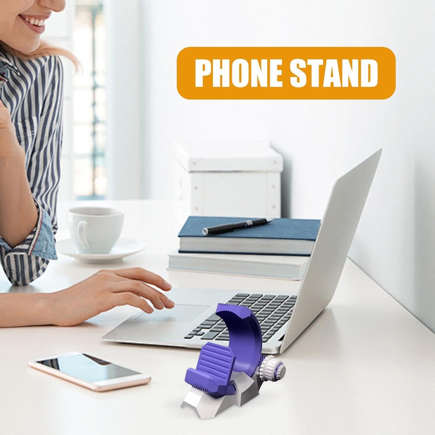 3D Printed Gear Design Desk Smartphone Holder, Portable Cellphone Dock, Stylish Mount, Adjustable Smartphone, Convenient Phone Support, Phone Stand for Travel and Outdoor Use