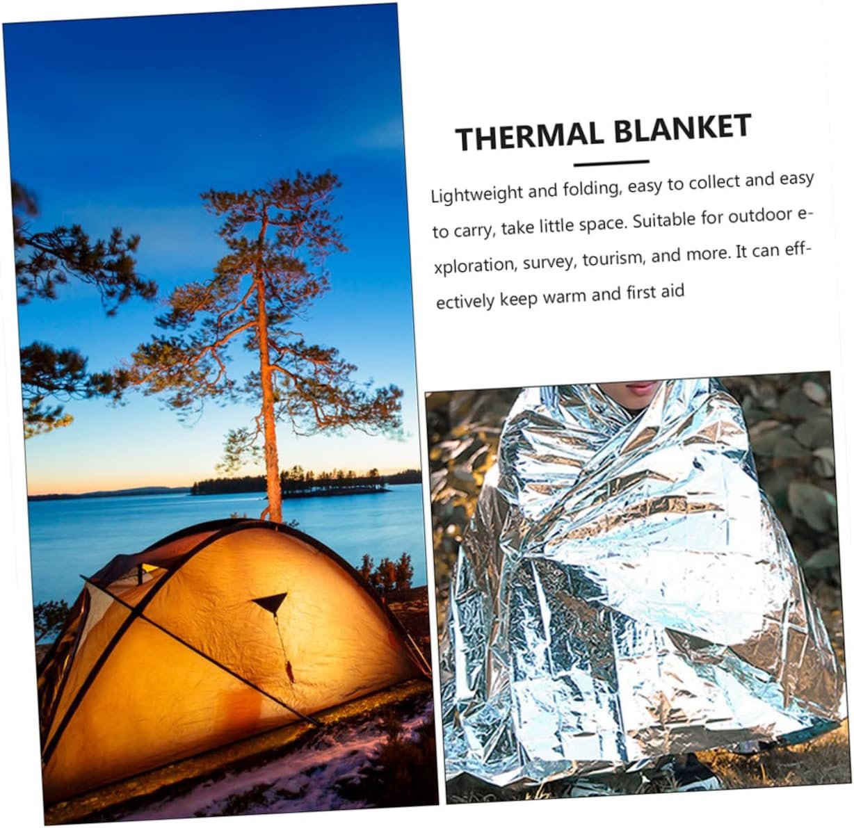 ifundom 6Pcs Emergency Survival Blanket Outdoor Rescue Thermal Blankets for Camping Hiking and Emergency Use Lightweight Reflective Material for Cold Weather Protection