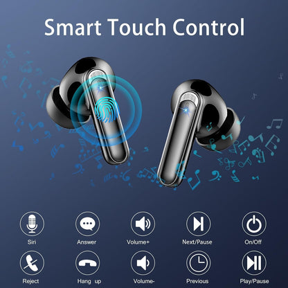 Wireless Earbuds, Bluetooth Ear Buds 5.3 Mini HiFi Stereo with 4 ENC Noise Cancelling Mics Wireless Headphones, in Ear Earphones 48H IP7 Waterproof, LED, USB C, Bluetooth Earbuds for Sports, Workout