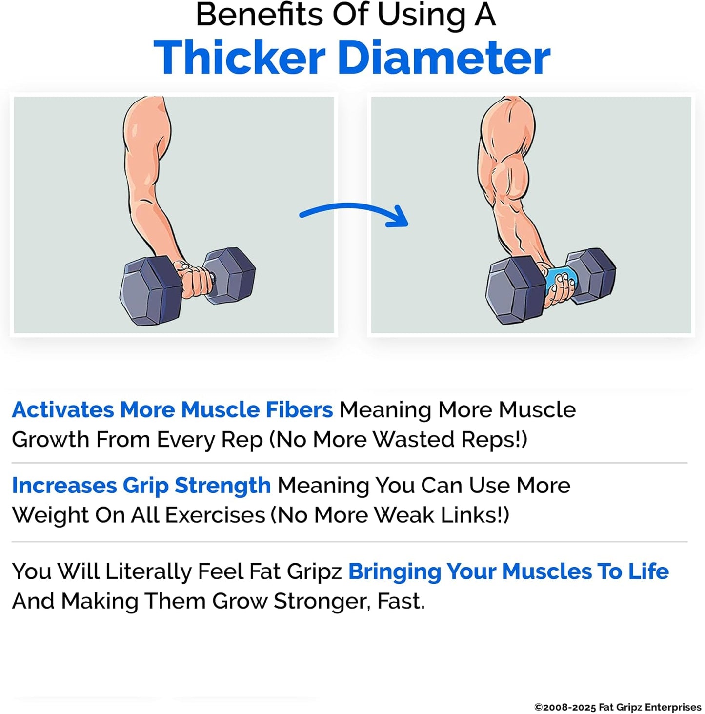 Fat Gripz Pro - The Simple Proven Way To Get Big Biceps & Forearms Fast (Winner of 3 Men’s Health Magazine Awards) (2.25” Outer Diameter)