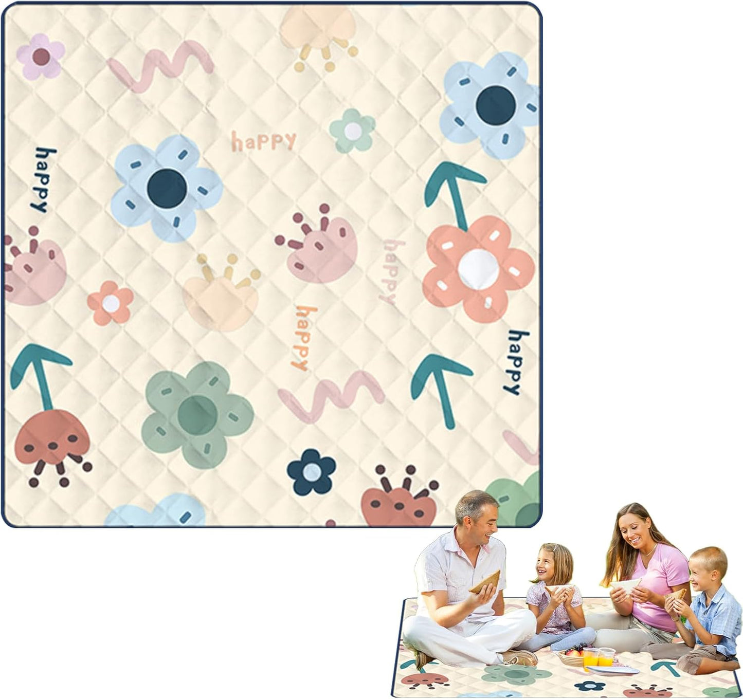 Outdoor Picnic Blanket, Camping Ground Cover, 78.74x78.74 inches Sandproof Beach Mat Large Lightweight, Travel Hiking Gear for Backpacking, Climbing, Adventures, Family, Friends