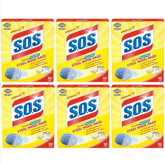 Value Bundle: SOS Pads Steel Wool - Cleaning Supplies - Kitchen, Toilet, and Sink Cleaner - 60 Pack