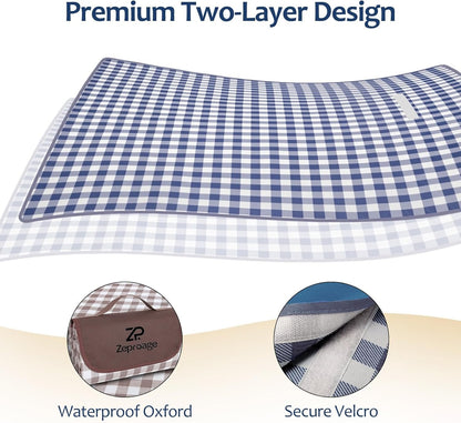 Zeproage Waterproof Picnic Blanket, 150x200cm Picnic Mat Outdoor Portable Travel Camping Coffee
