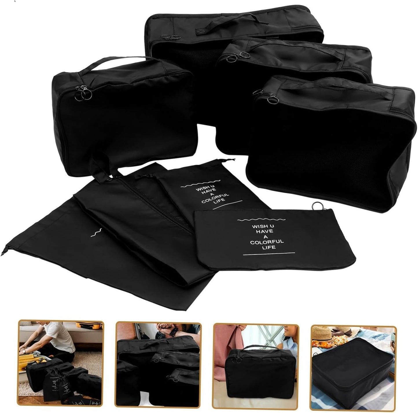 Healvian 8pcs Travel Packing Cubes Set for Luggage Organization Space Saving Suitcase Organizer for Clothing