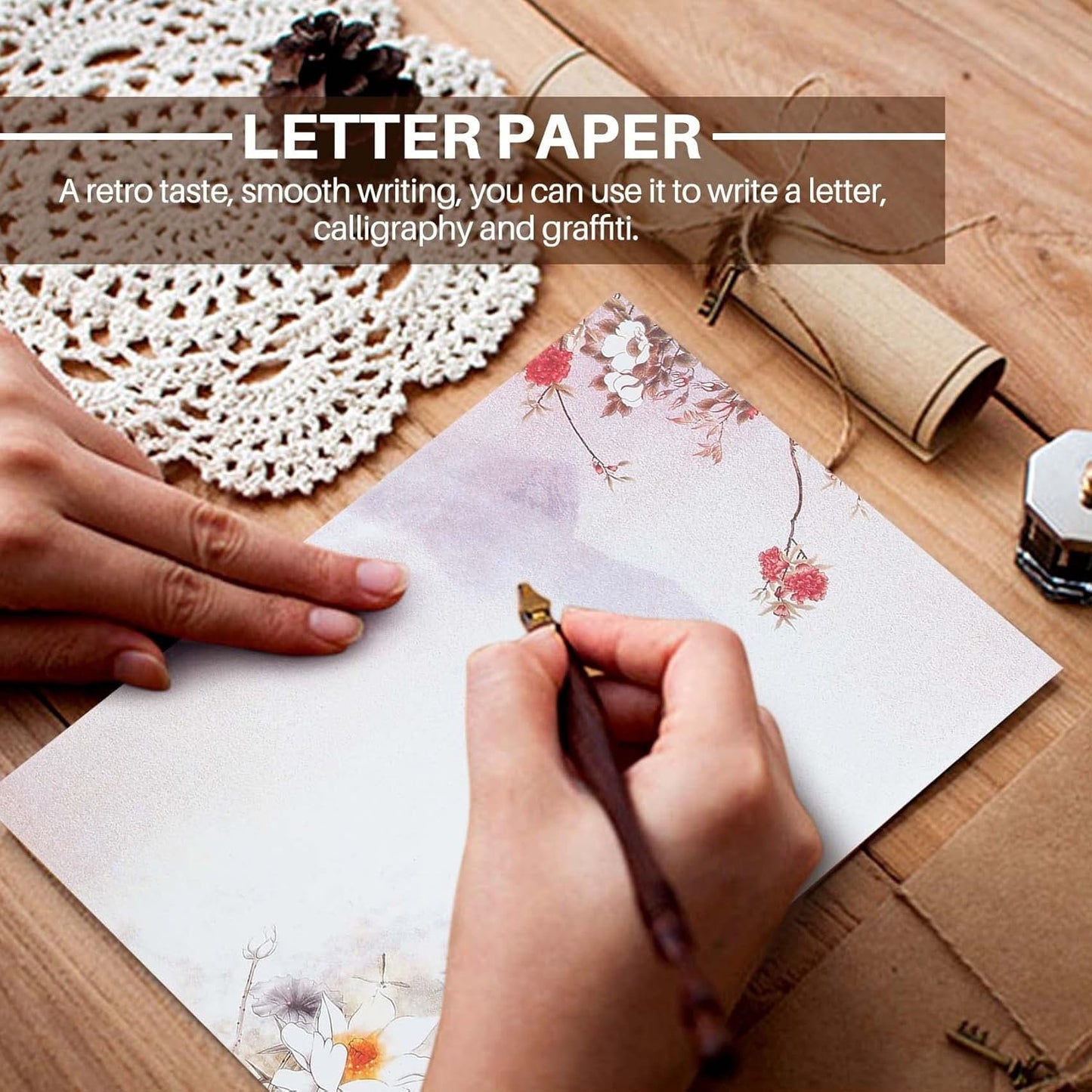Bzocio 48PCS Writing Stationery Paper, Letter Writing Paper Letter Sets