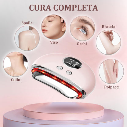 Electric Anti-Wrinkle Face Massager: Face and Neck Massage with 9 Adjustable Levels and 4 Modes – Beauty Device at 45 °C EMS Microcurrent with 3 LED Colours – GuaSha Face Massager for Women
