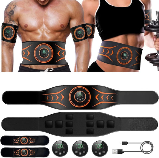 EMS Muscle Stimulator Toners Belt, Abdominal Arm Leg Toning Sport Exercise, ABS Workout Fitness Training Gear, Ab Trainer Equipment, 24''-55'' for Men and Women