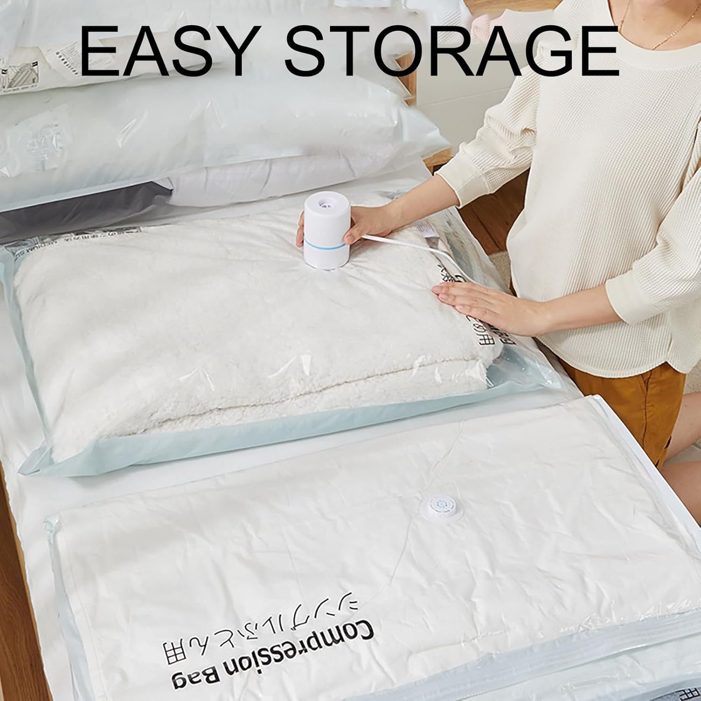 Sacchetti Sottovuoto per Abiti – Buste a Compressione Ermetiche per Vestiti | Sacchetti Sottovuoto per Biancheria da Letto, Trasloco, Cambio di Stagione, Organizzazione Armadio, Camera Universitaria