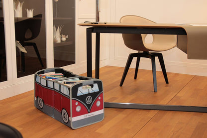 BRISA VW Collection - Volkswagen Foldable Storage Trunk Box Bag for Grocery Shopping in VW T1 Bus Campervan Shape (Classic Bus/Red & Black)